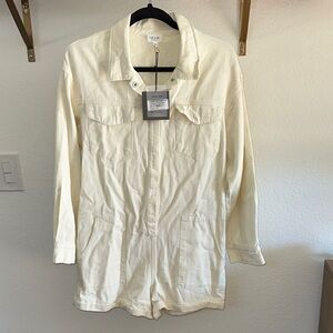 LE LIS Cream Long Sleeve Cargo Romper